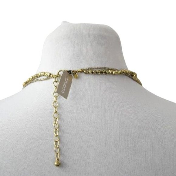 Chicos Binali Necklace Long Double Strand Mixed Beads Gold New Old Stock - Picture 2 of 5